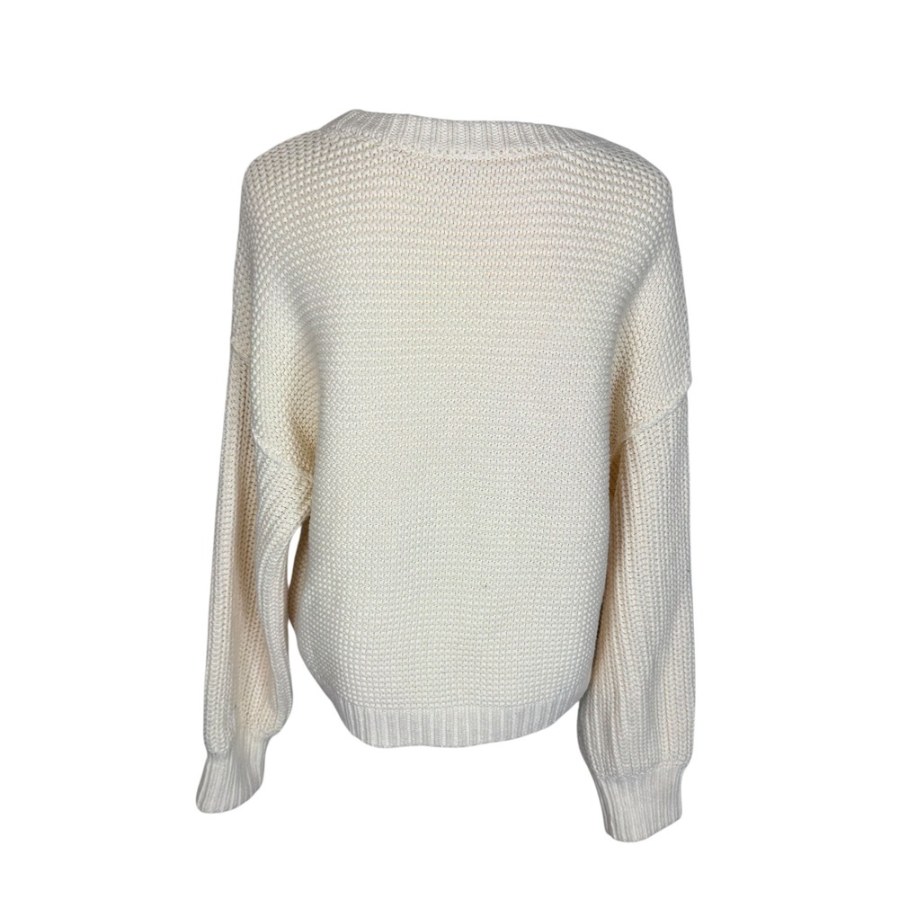 Free People Cream Dream Cable Knit Sweater Crew Neck Long Sleeve Cozy Size Small - Picture 5 of 9